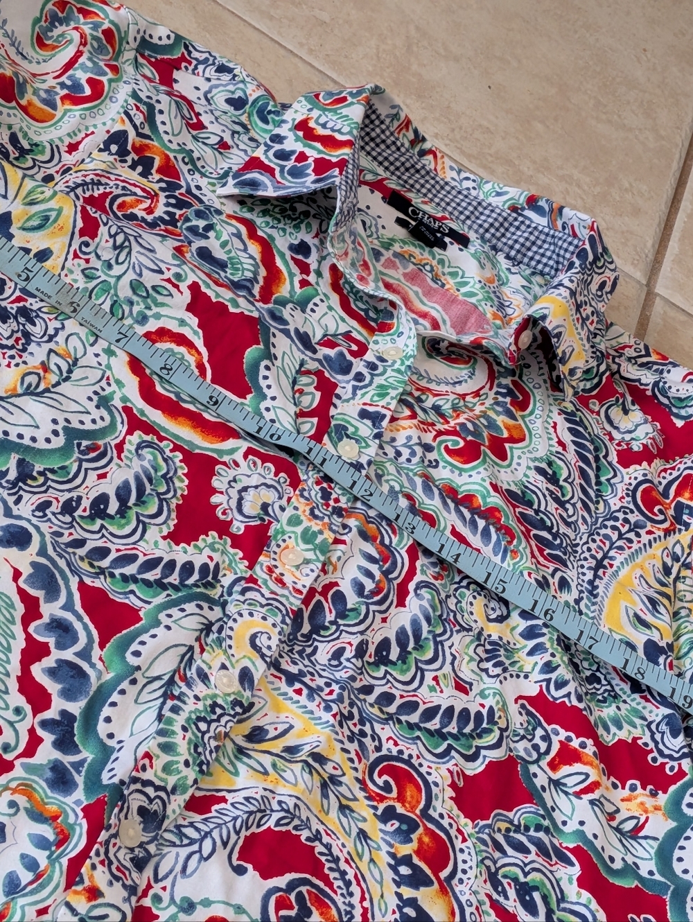 Chaps Petite No Iron Floral Button-Up Shirt Size P XL - Picture 4 of 5